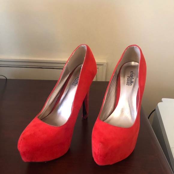 Red 4 inch heels from Charlotte Russe. - Picture 3 of 6